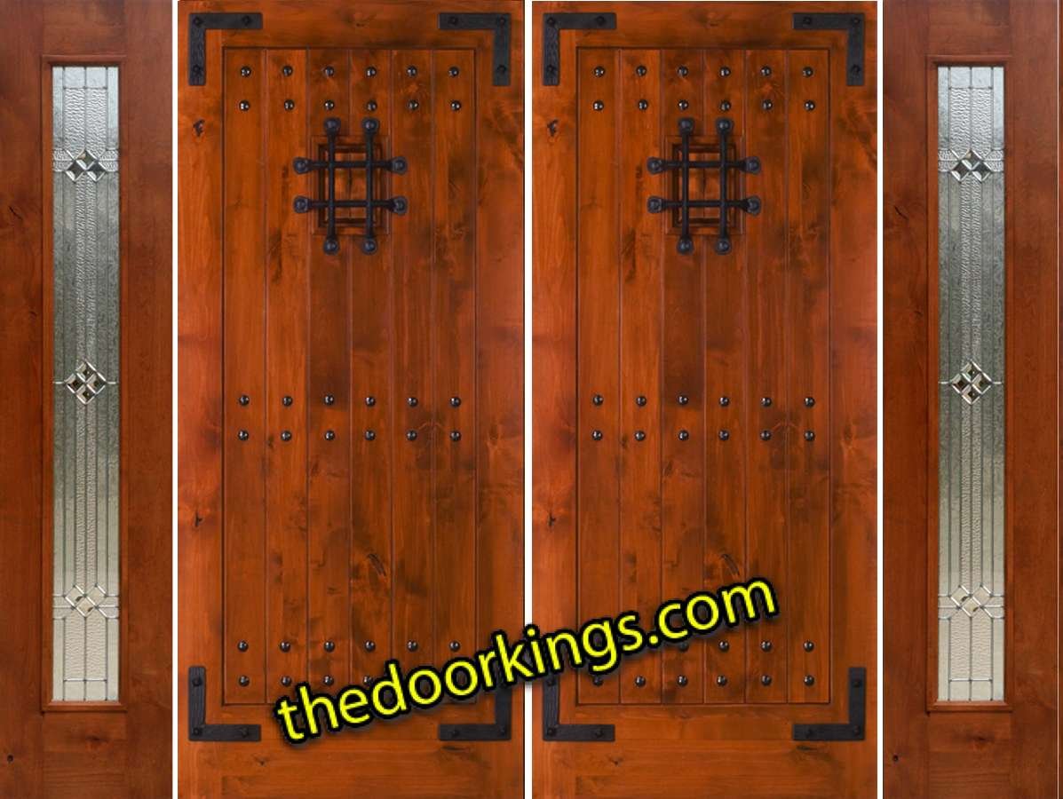 sw70 knotty alder double door with builder zinc sidelites
